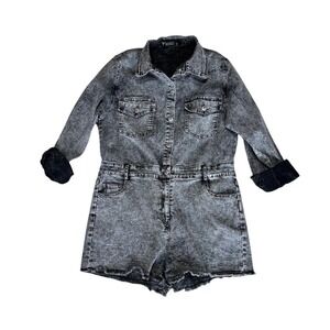 Lucky & Blessed  Women's Black Acid Wash Denim Jumpsuit Size M western style